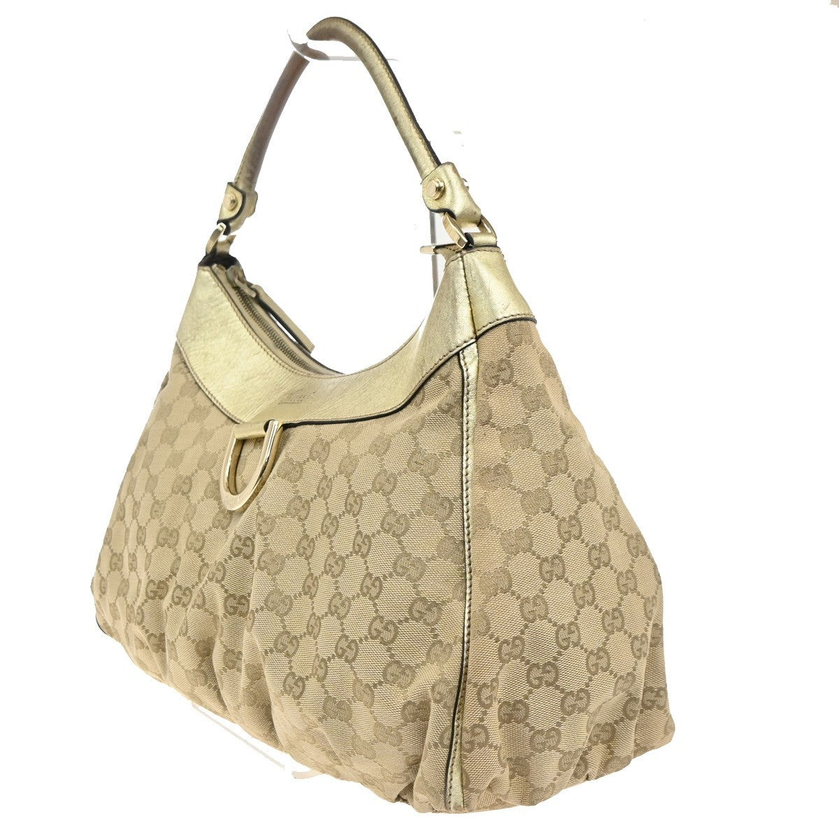 GUCCI Logo Abbey GG Shoulder Hand Bag Canvas Leather Gold GHW Italy 04MA154