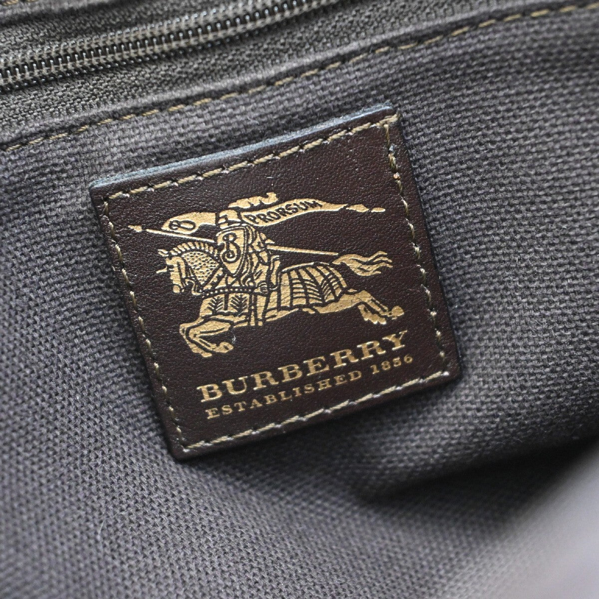 BURBERRY Logo Nova Hand Bag  Check PVC Leather Brown GHW 87RF419