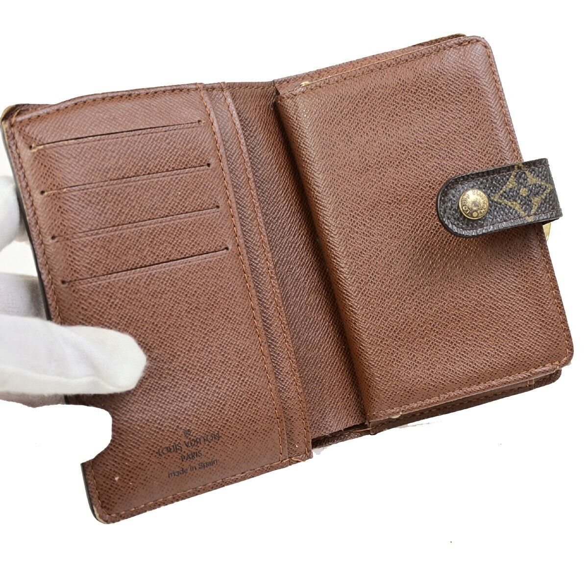 LOUIS VUITTON 2 Set Bifold Trifold Wallet Purse Monogram Leather Brown 60KA473