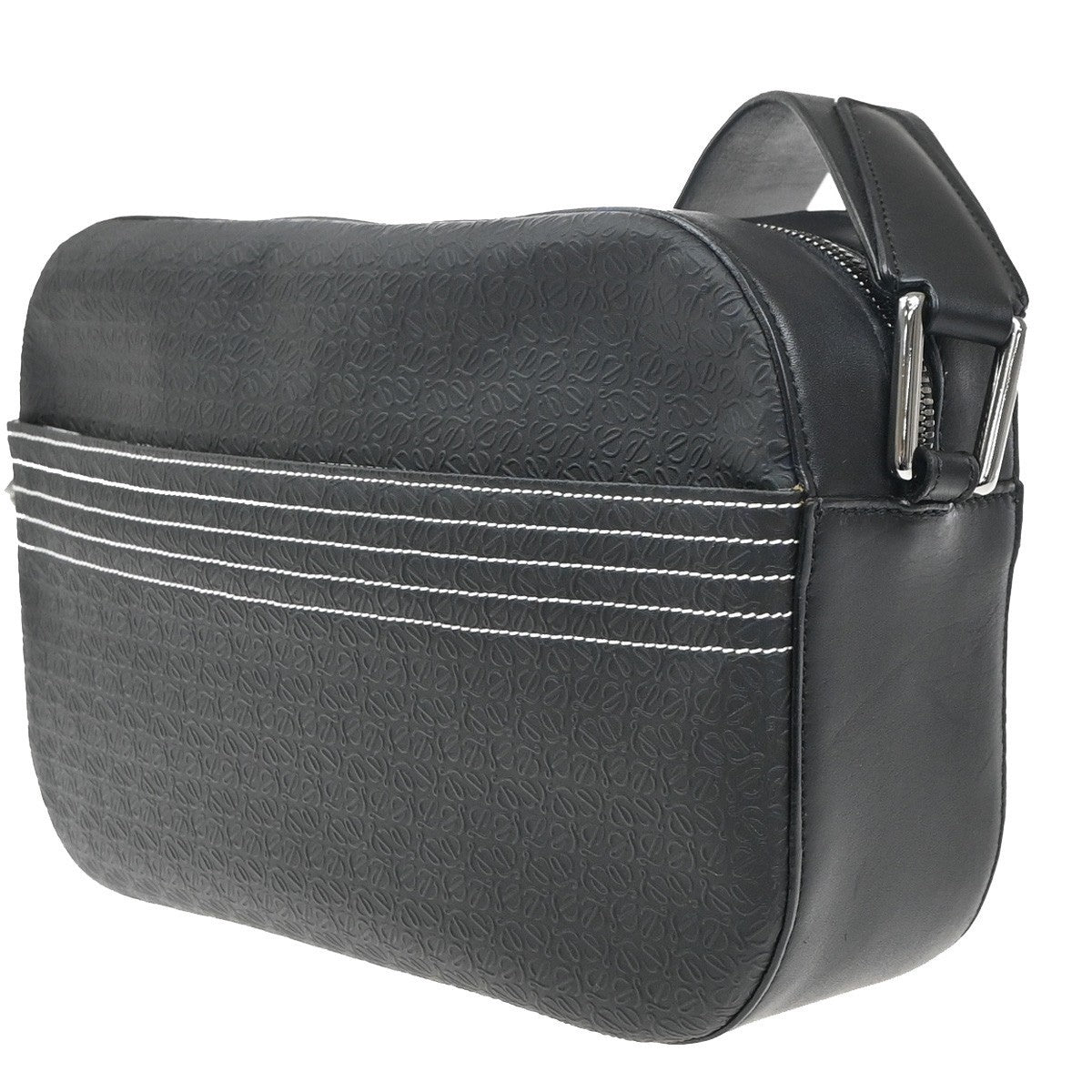 LOEWE Logo Repeat Anagram Crossbody Shoulder Bag PVC Leather Black 32EG246