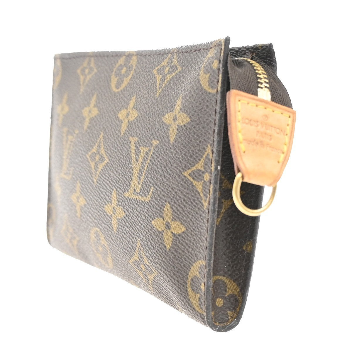 LOUIS VUITTON Logo BUCKET PM Pouch Bag Monogram Leather Brown GHW France 02KC509