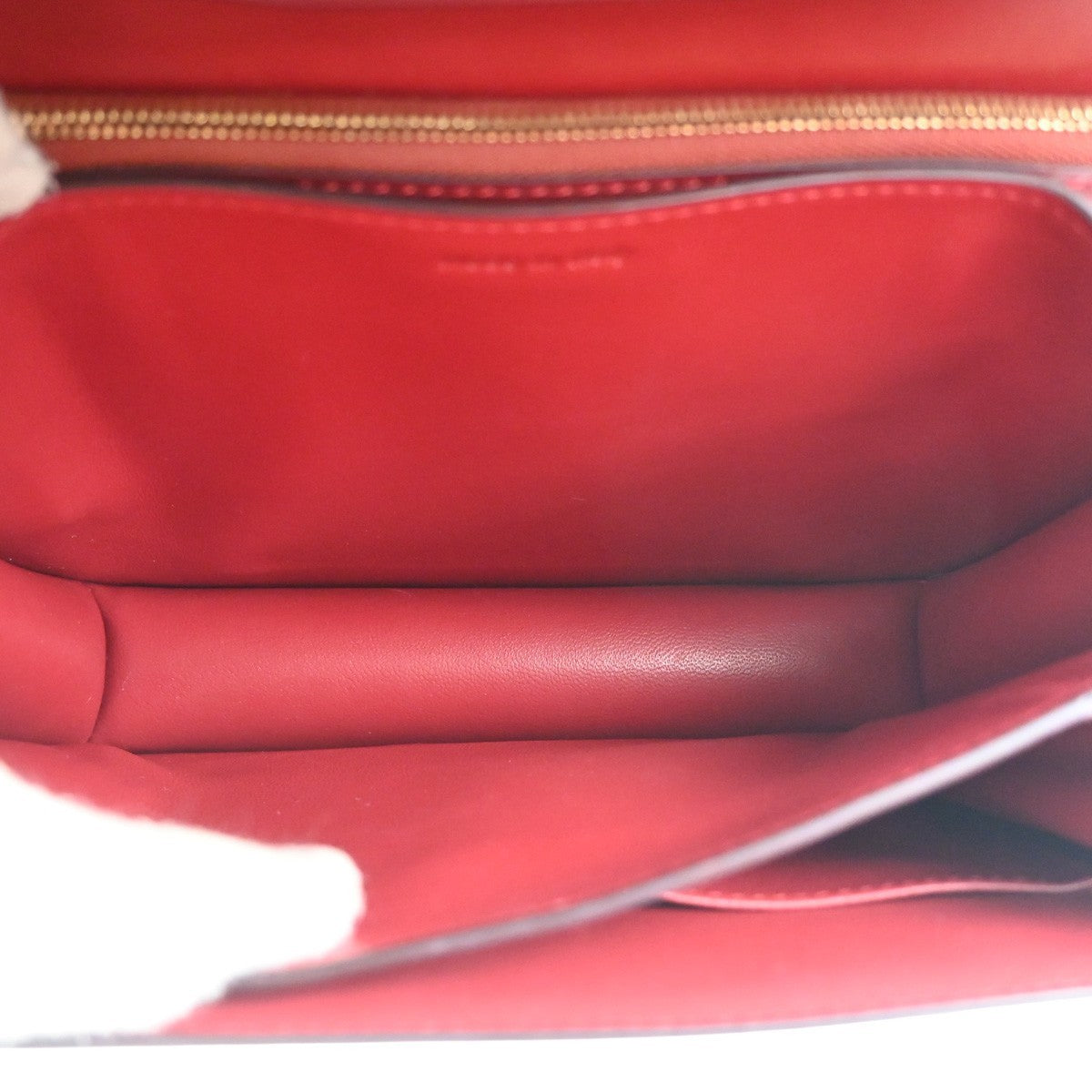 CELINE Logo Classic Box Flap Shoulder Bag Leather Red GHW Italy 92MA438