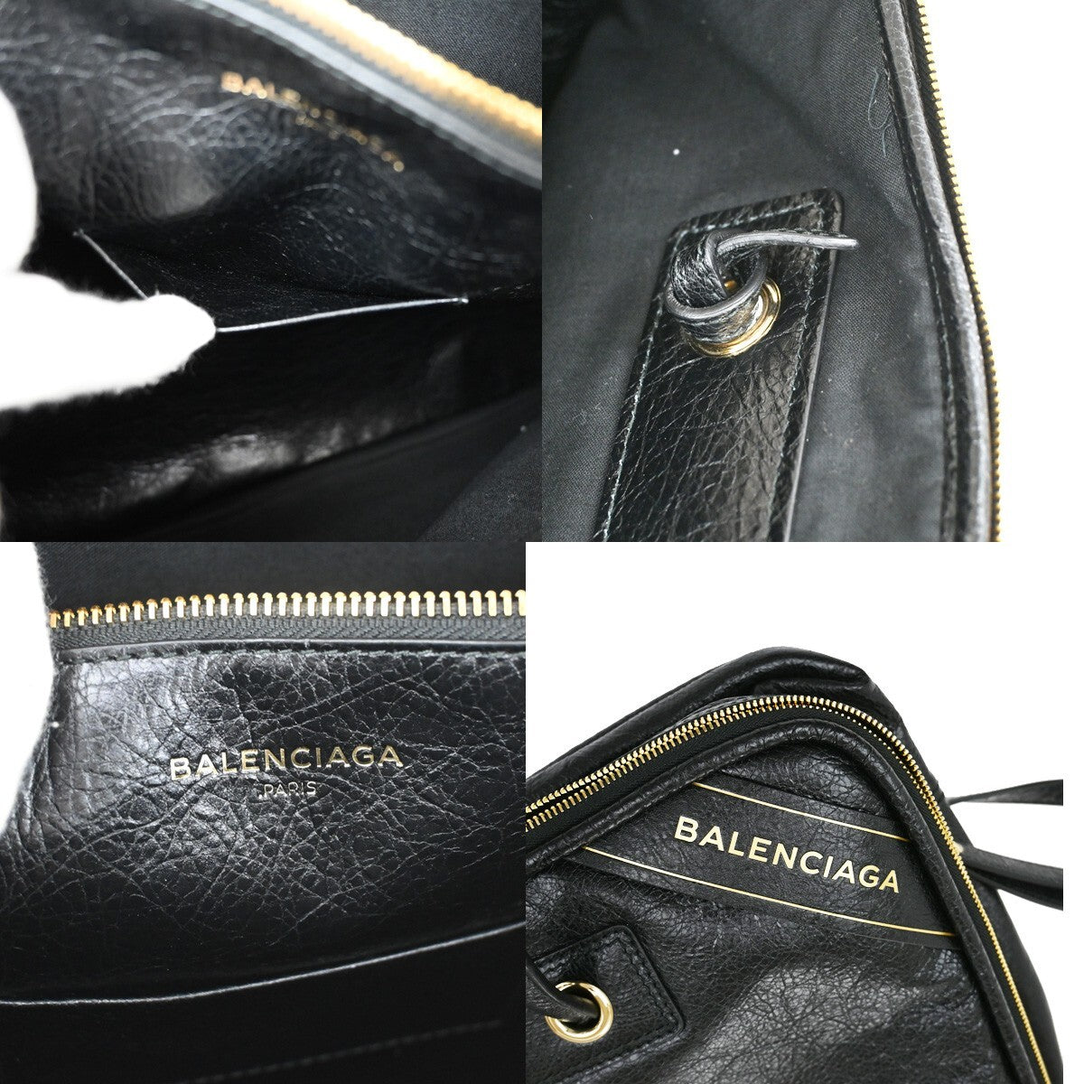 BALENCIAGA Blanket Square Medium 2Way Shoulder Hand Bag Leather Black 79RF362