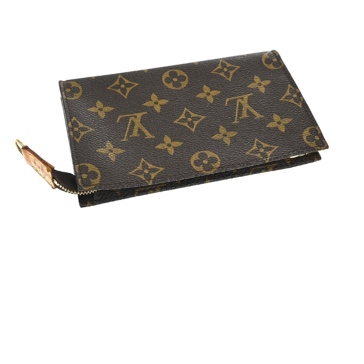 LOUIS VUITTON Logo BUCKET PM Pouch Bag Monogram Leather Brown France  05TA489