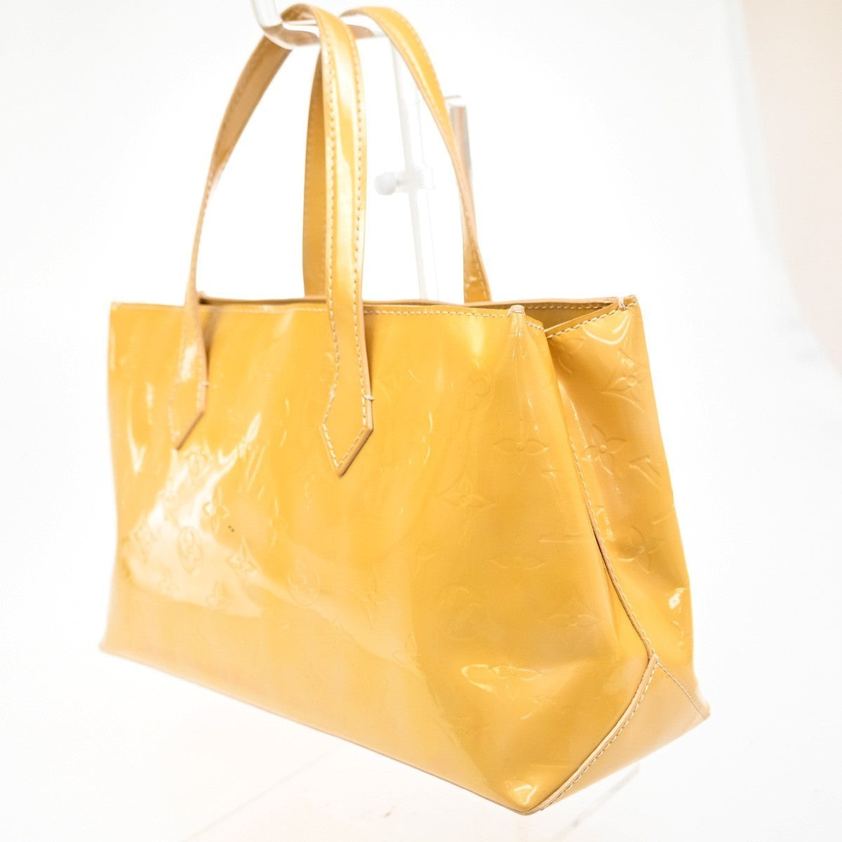 LOUIS VUITTON Wilshire PM Hand Bag Monogram Vernis Patent Beige M91642 33MA275
