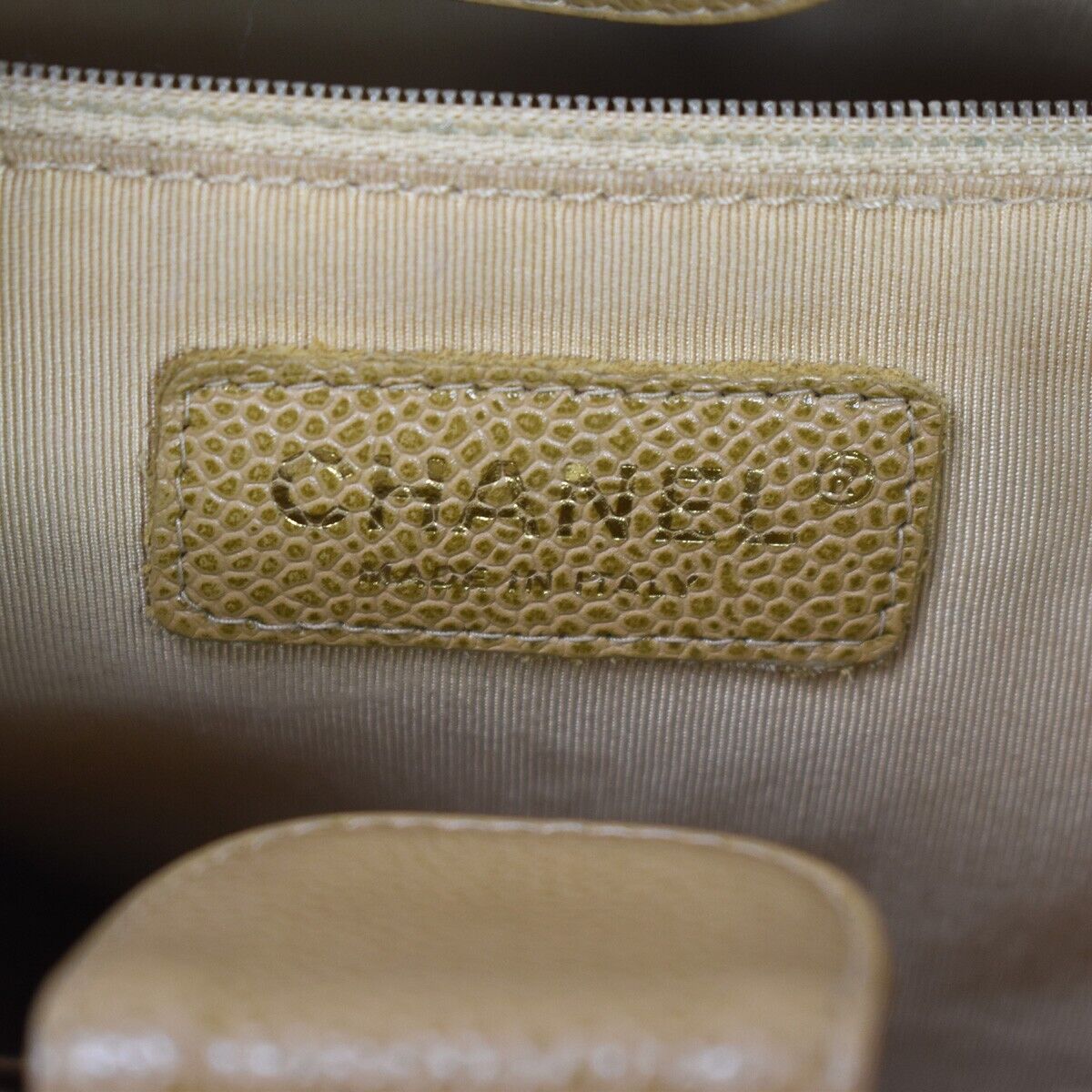 CHANEL CC Matelasse PST Chain Shoulder Bag Caviar Leather Beige GHW 320RH754