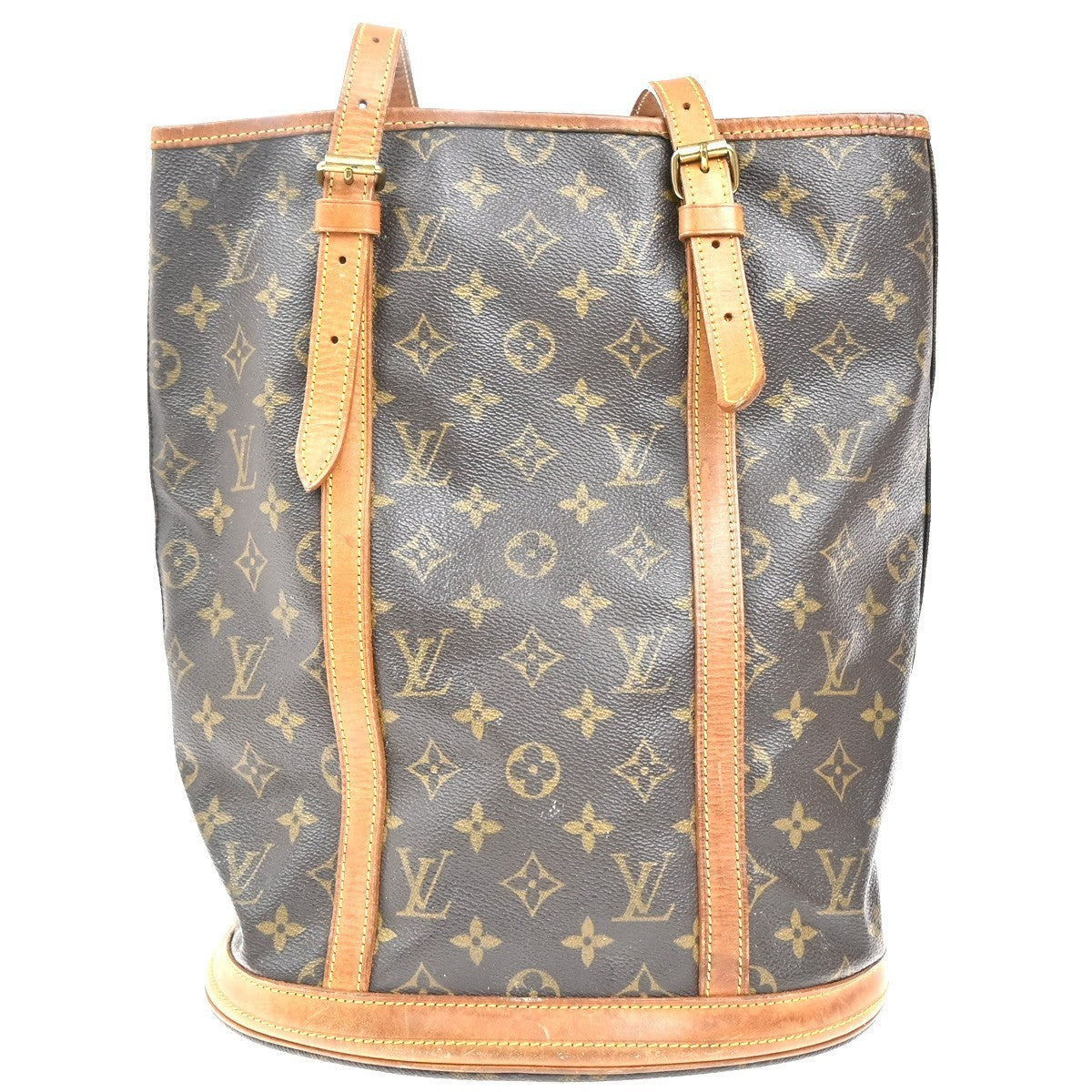 LOUIS VUITTON BUCKET GM Shoulder Tote Bag Monogram Leather Brown M42236 38KP444