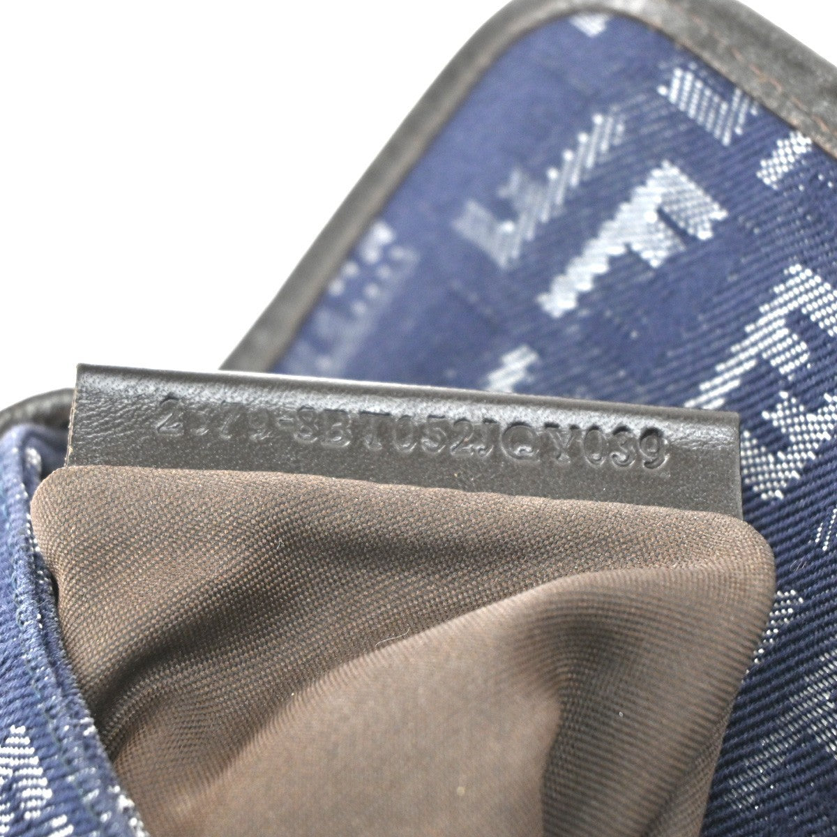 FENDI Logo Zuccino Flap Shoulder bag Canvas Leather Blue SHW Italy 85MA113
