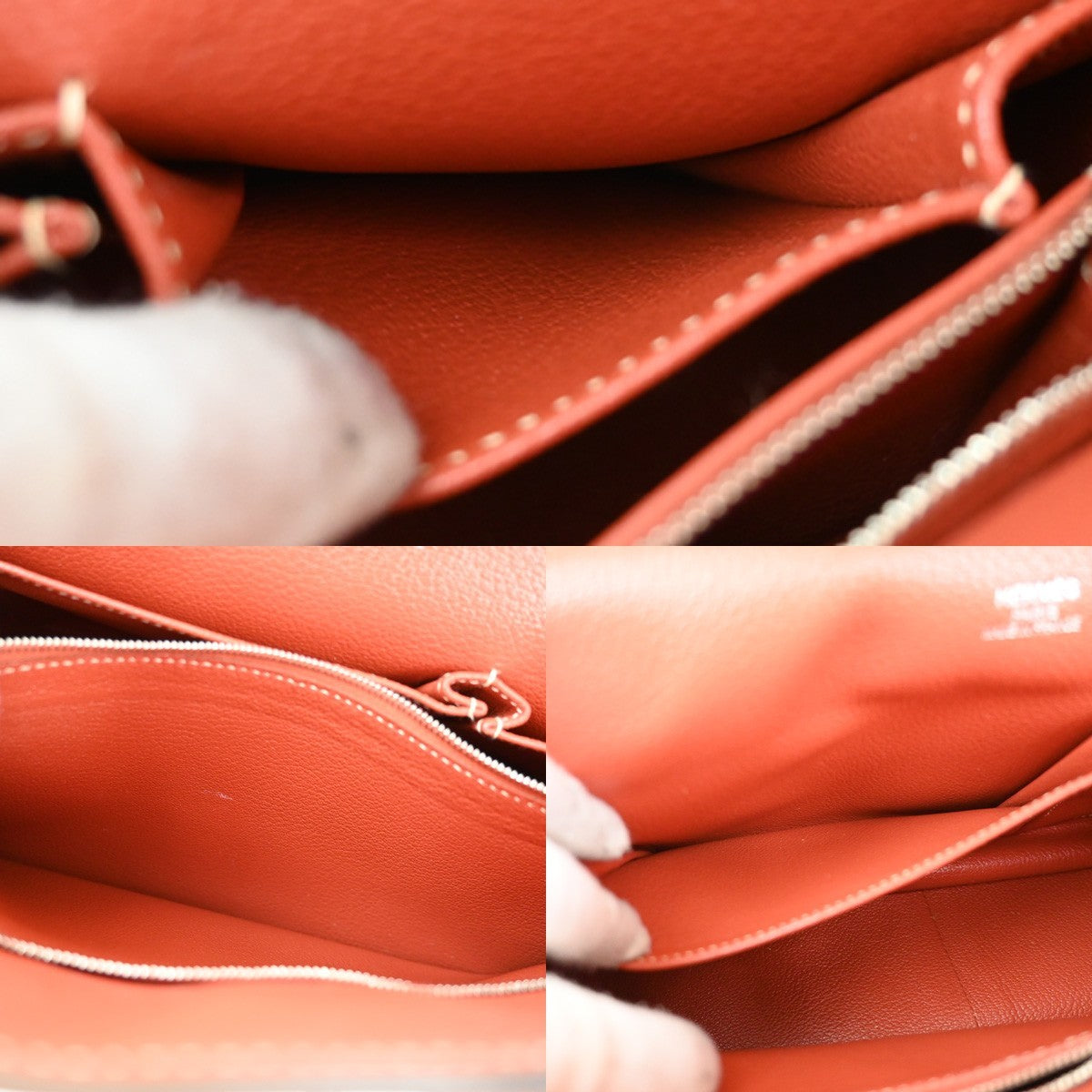 HERMES Logo Jypsiere 34 Shoulder Bag Taurillon Clemence Orange SHW 898RL463