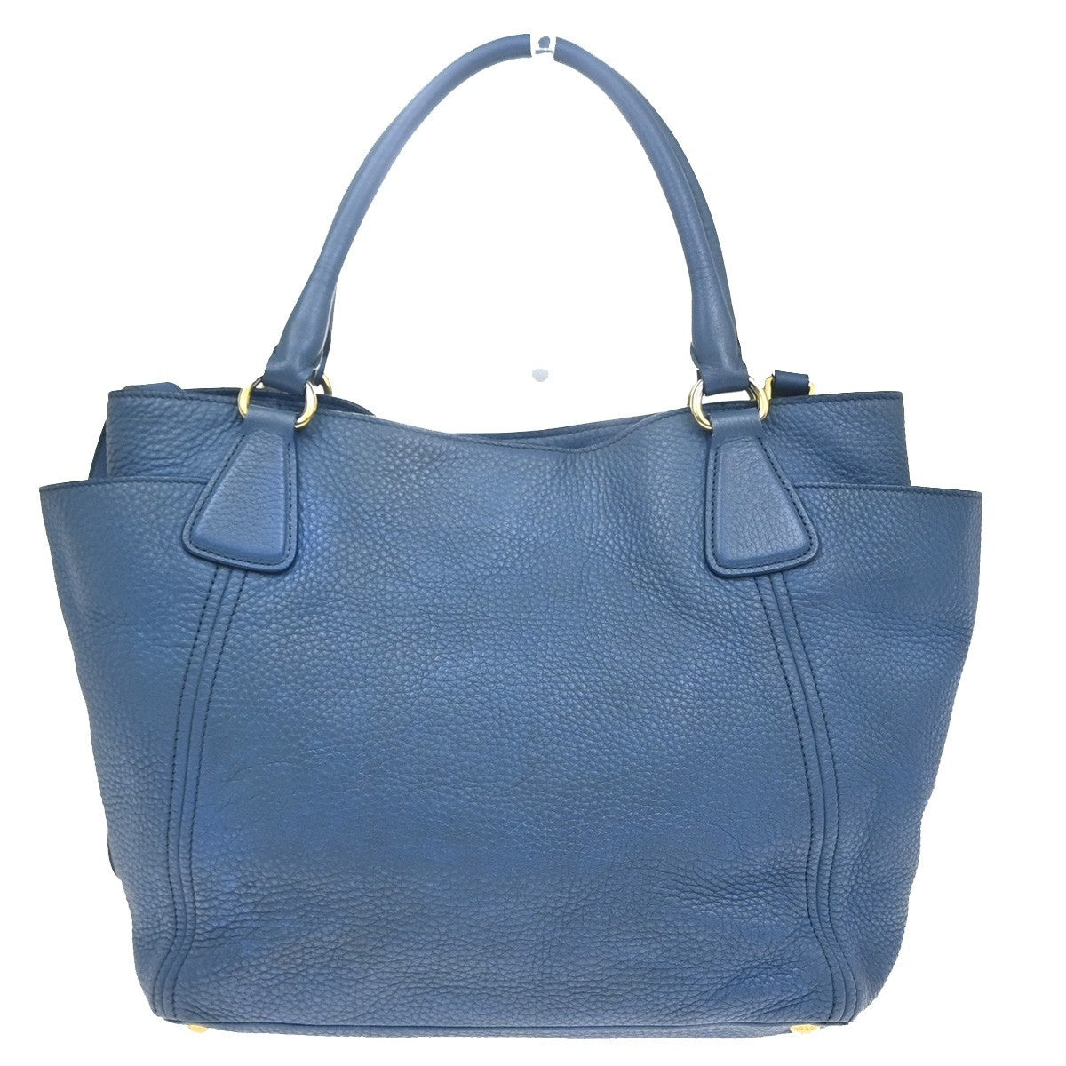 PRADA Logo 2way Shoulder Hand Bag Vitello Daino Leather Blue GHW 76MA442