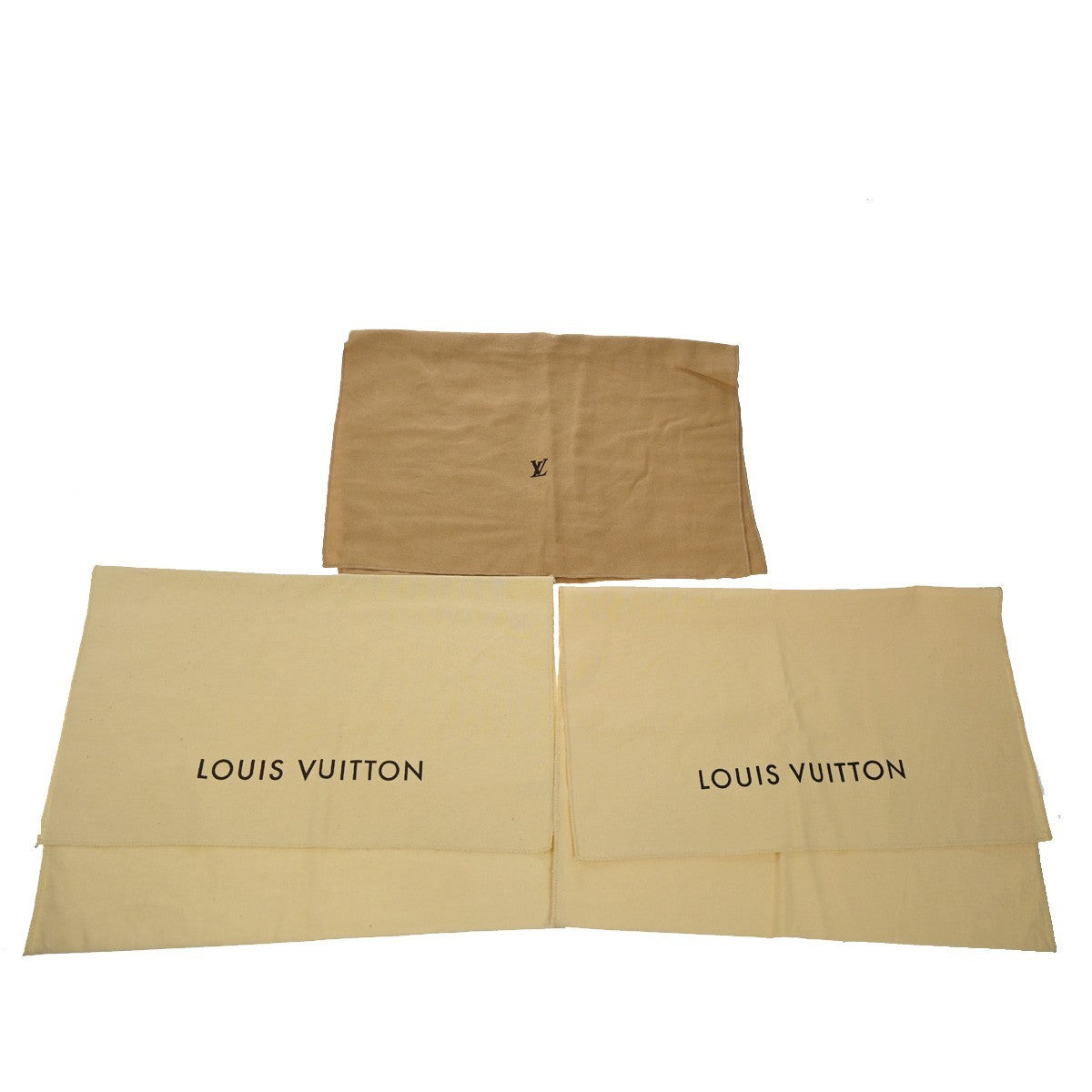 LOUIS VUITTON Logo 10 Set Dust Bag Drawstring Canvas Cotton Beige Brown 03KB470