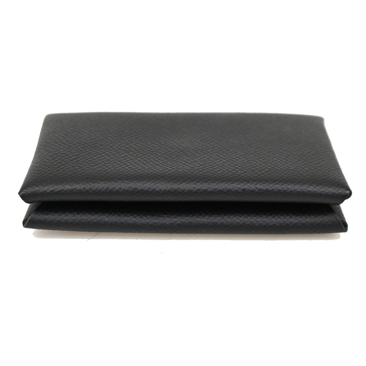 HERMES Logo Calvi Card Case Epsom Leather Black SHW France 72LC614