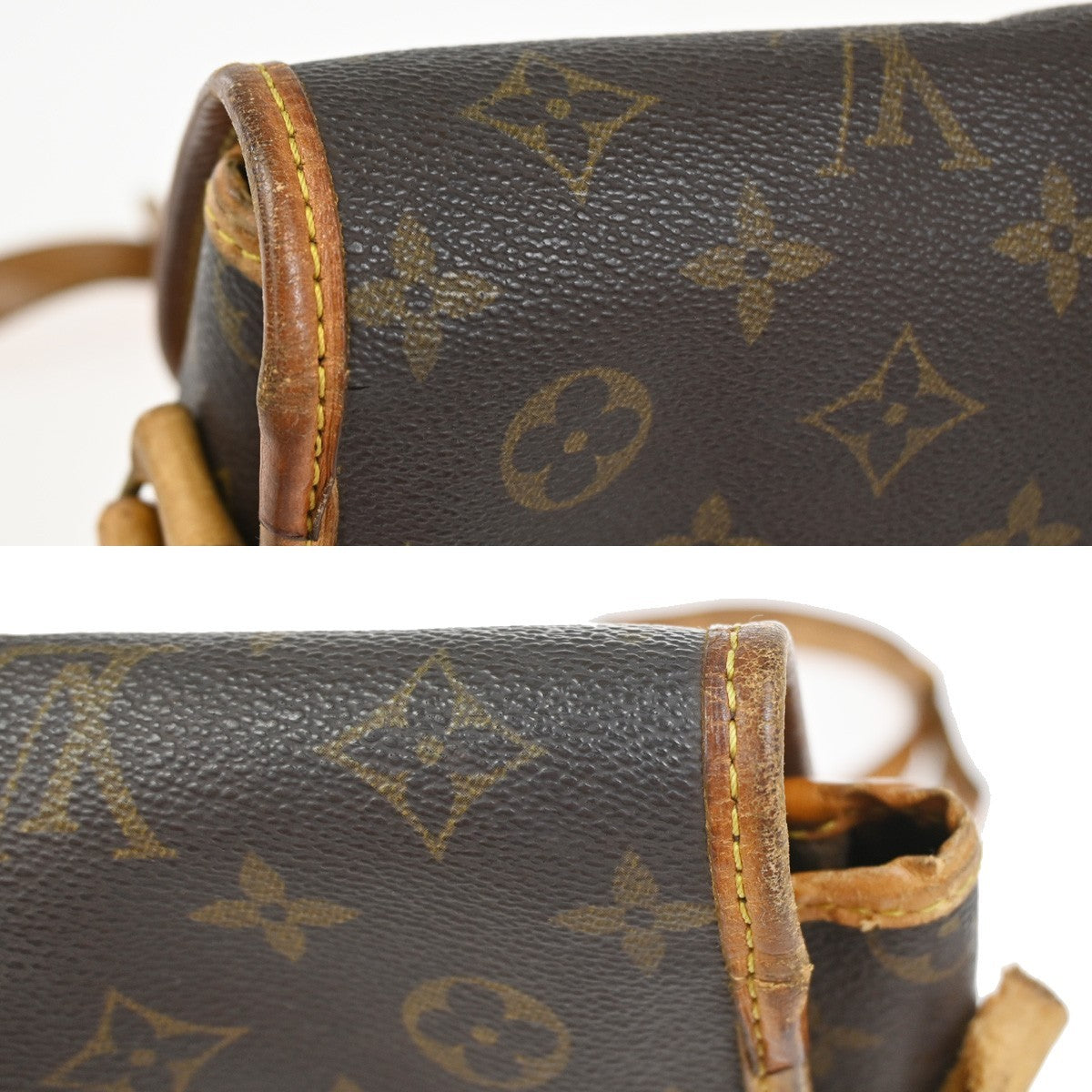 LOUIS VUITTON Gibeciere GM Shoulder Bag Monogram Leather Brown M42249 68YJ063