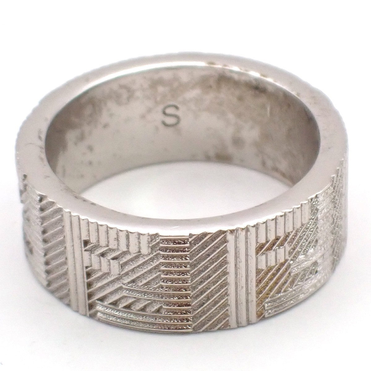 FENDI Logo Zucca Shadow FF Ring Size S Silver Plated Italy 01EG264