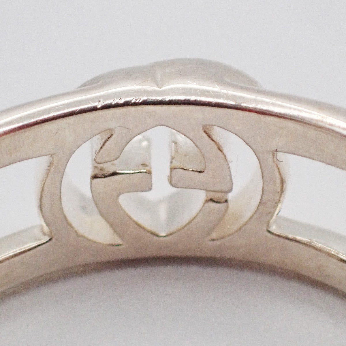 GUCCI Interlocking G Logo Ring Silver 925 Size JP14 US7 Italy Accessory 60KC874