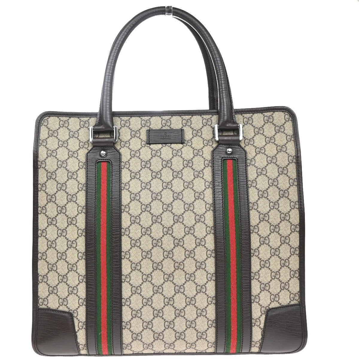GUCCI Logo GG Pattern Sherry Shoulder Tote Bag Supreme Leather Brown 77KP593