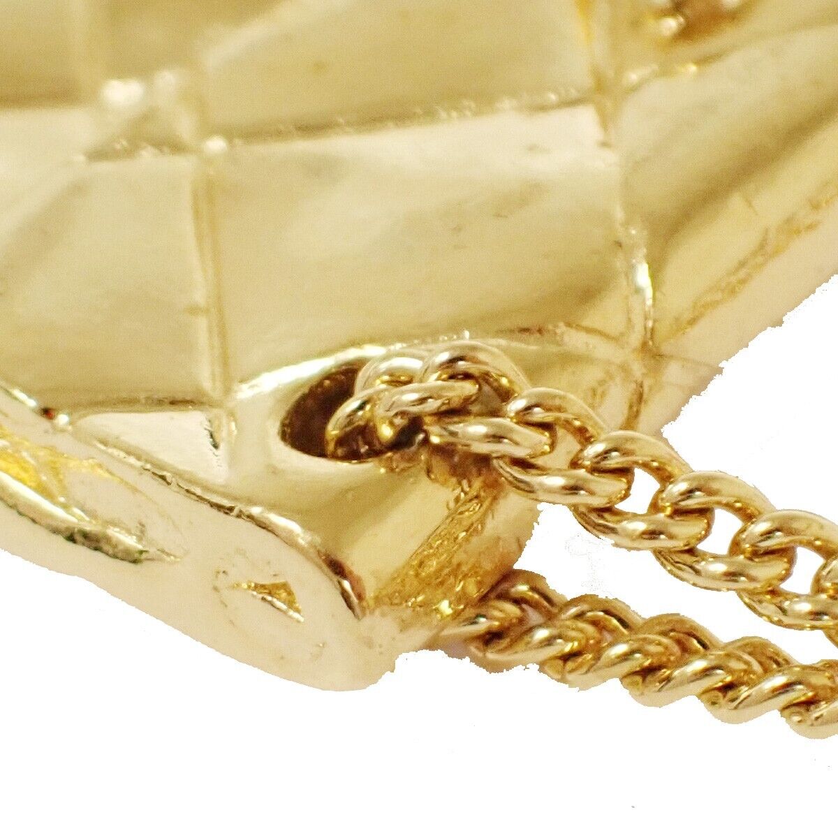 CHANEL CC Logo Matelasse Round Pin Brooch 95P GHW Accessory Vintage 70SH107