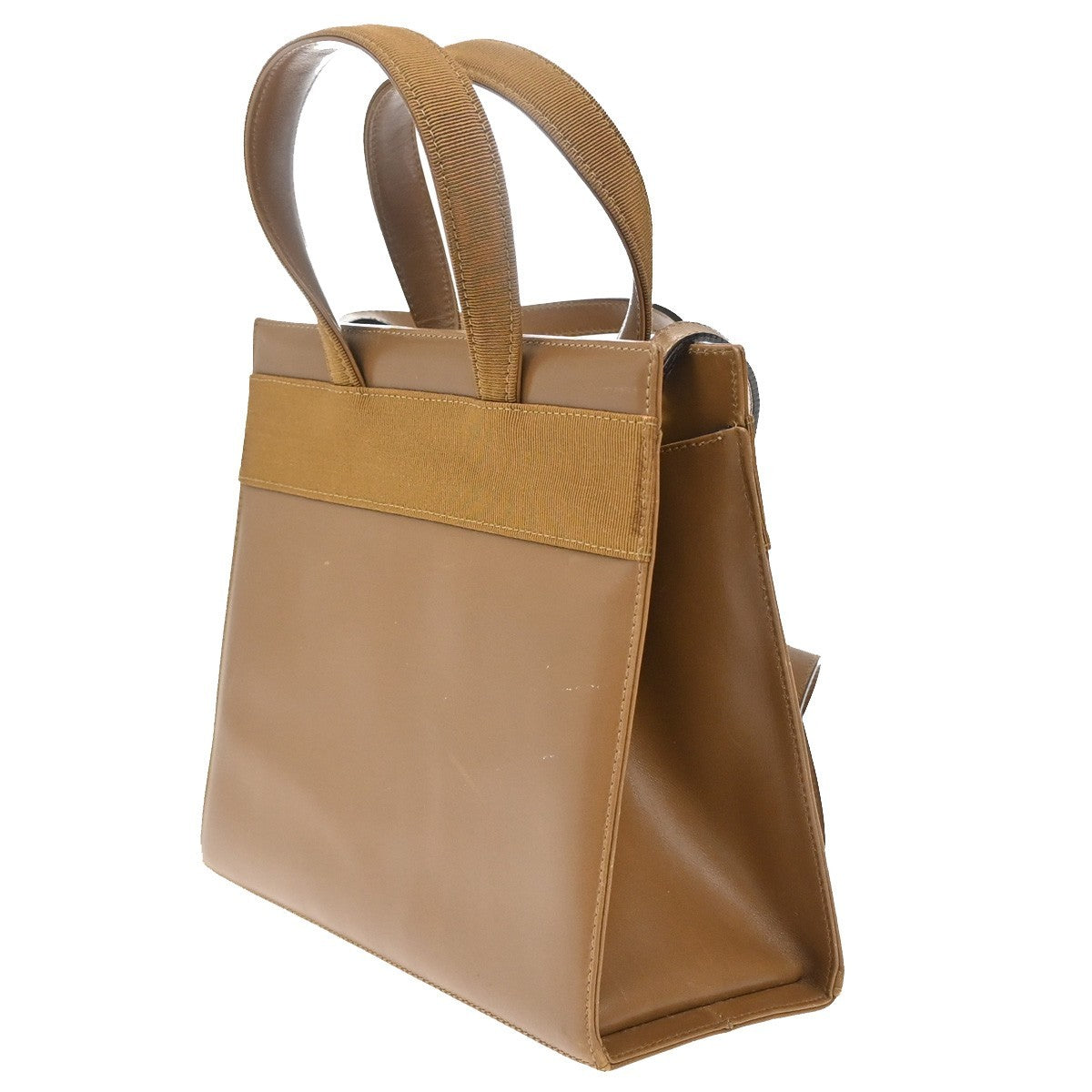 SALVATORE FERRAGAMO Vara 2Way Hand Bag Canvas Leather Brown Gold Italy 33EG249