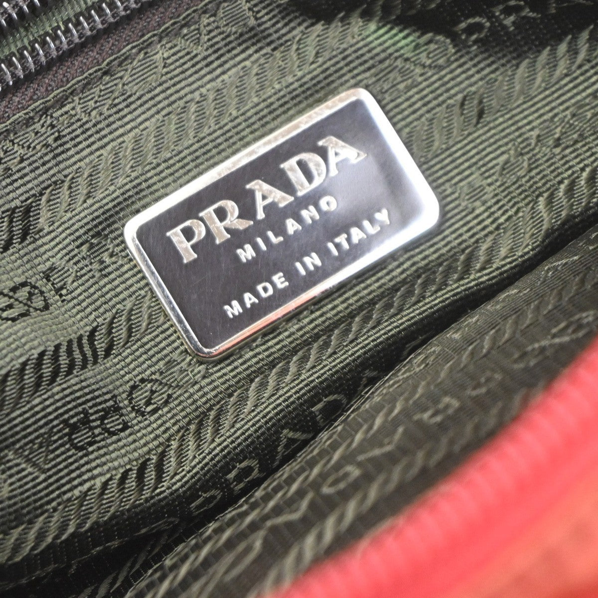 PRADA Logo Tessuto Messenger Shoulder Bag Nylon Leather Red SHW Italy 30KD109