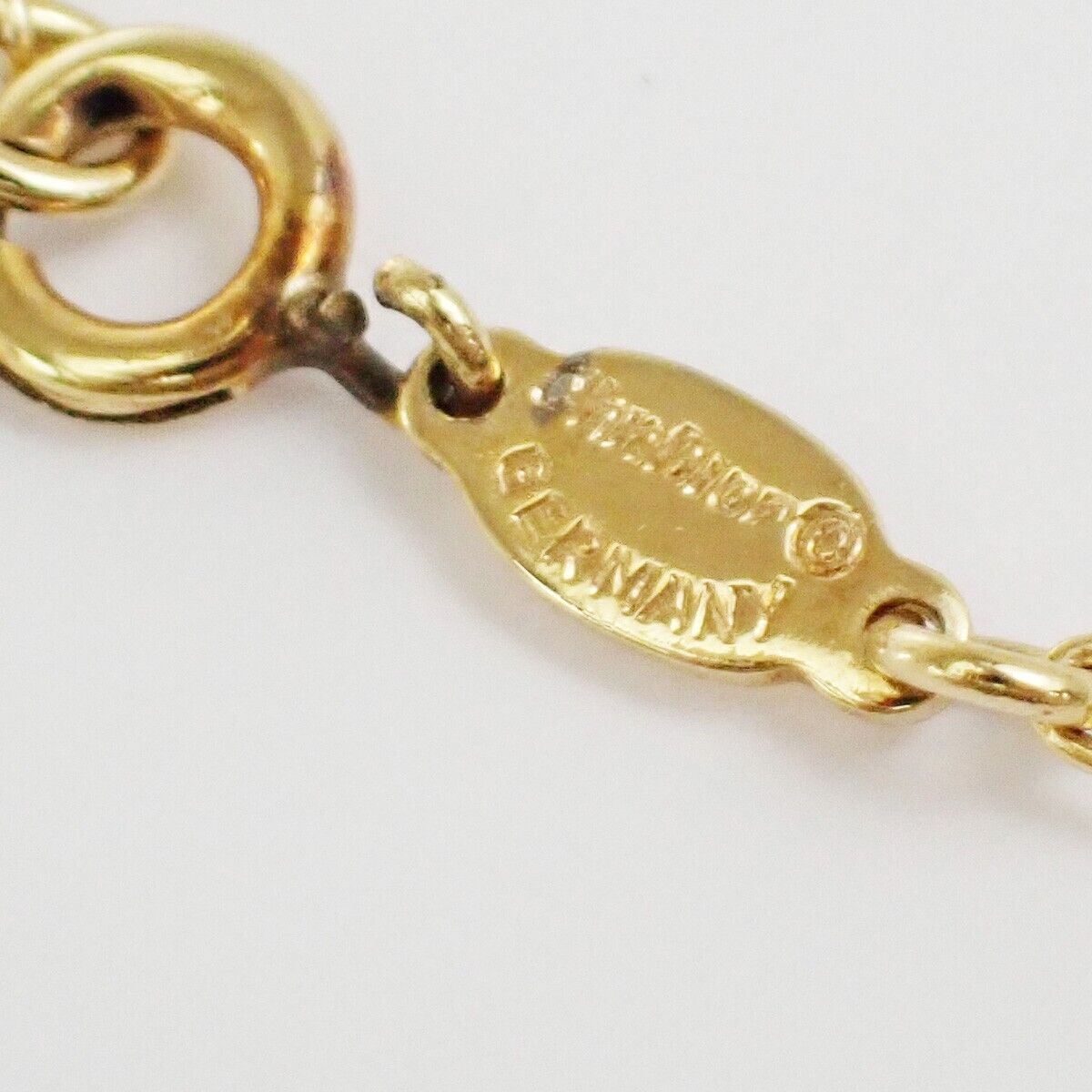 CHRISTIAN DIOR Logo Flower Long Necklace Chain Gold Accessory 07FB360