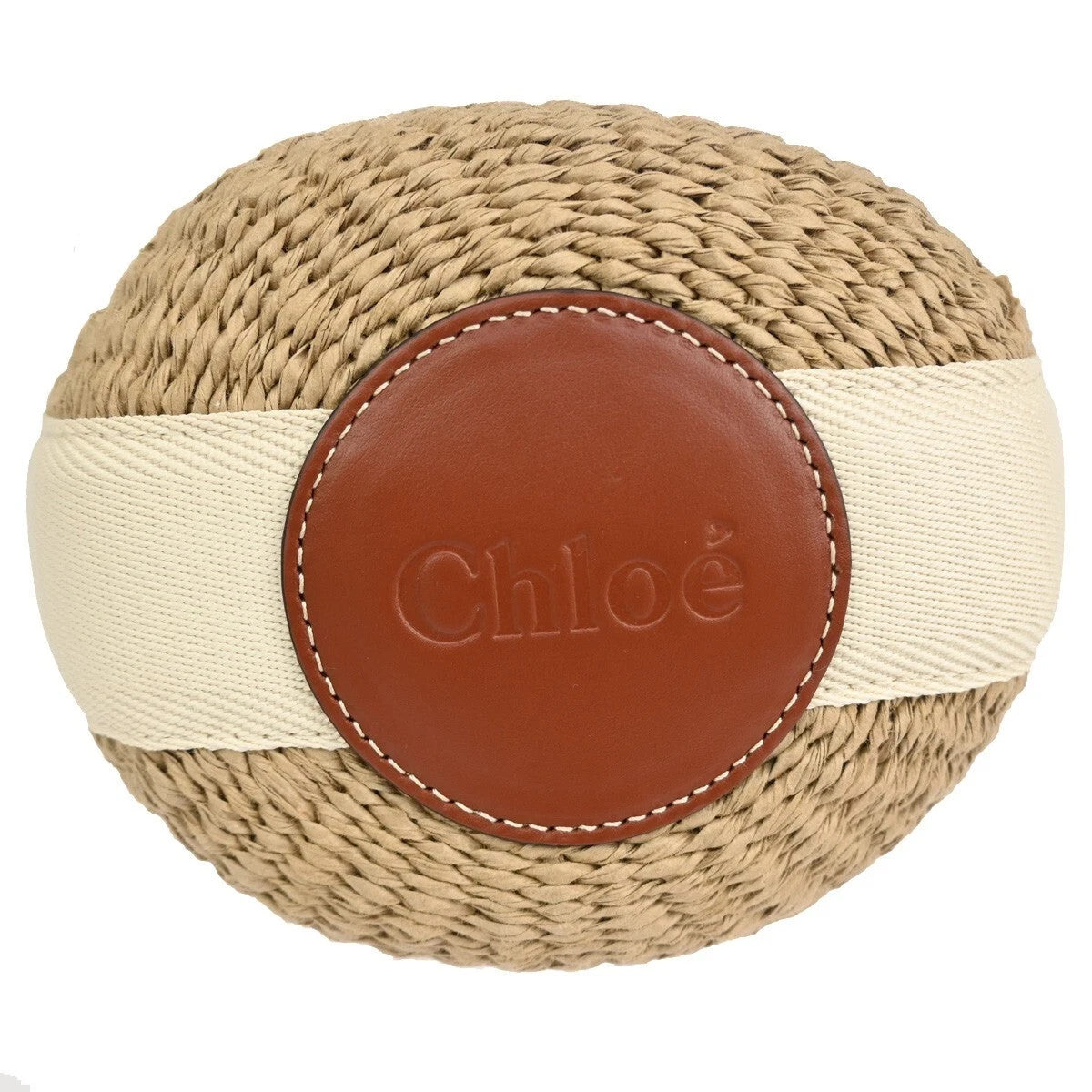 55.Live CHLOE Woody Small Basket Shoulder Bag 2Way Canvas Leather Paper 93RH257