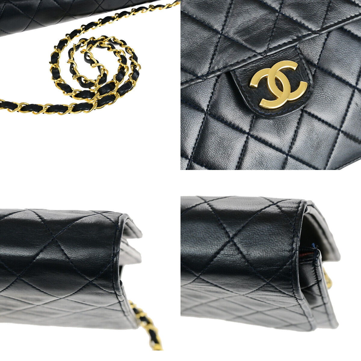 CHANEL CC Matelasse 25 Single Flap Chain Shoulder Bag Leather Black GHW 42RK155