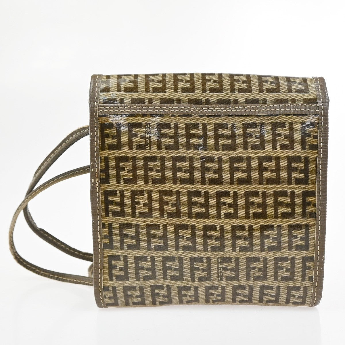 FENDI Zucca Zucchino Pattern Shoulder Bag PVC Leather Brown Italy 69TA646
