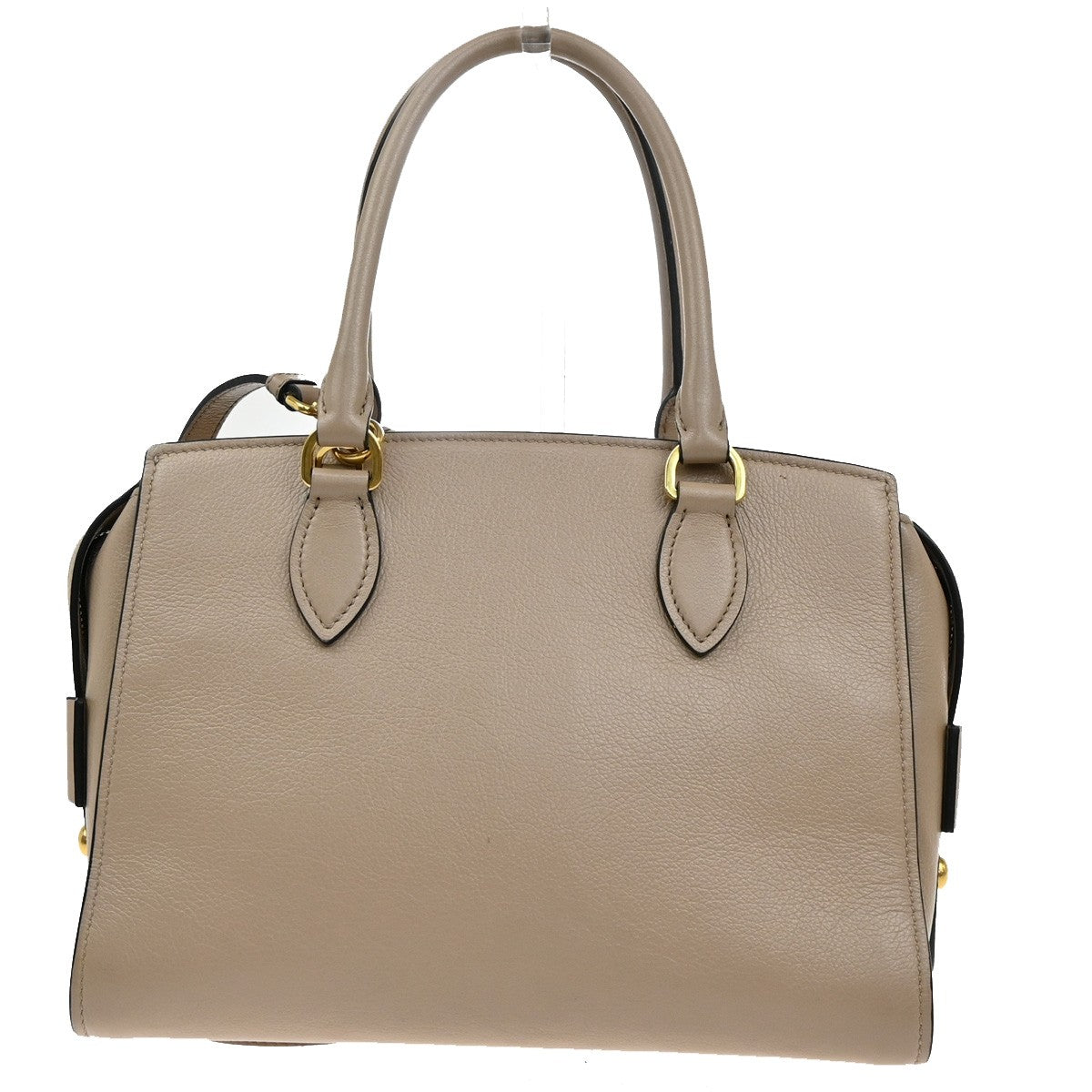 PRADA Logo 2Way Shoulder Hand Bag Leather Charm Beige GHW 636KB360