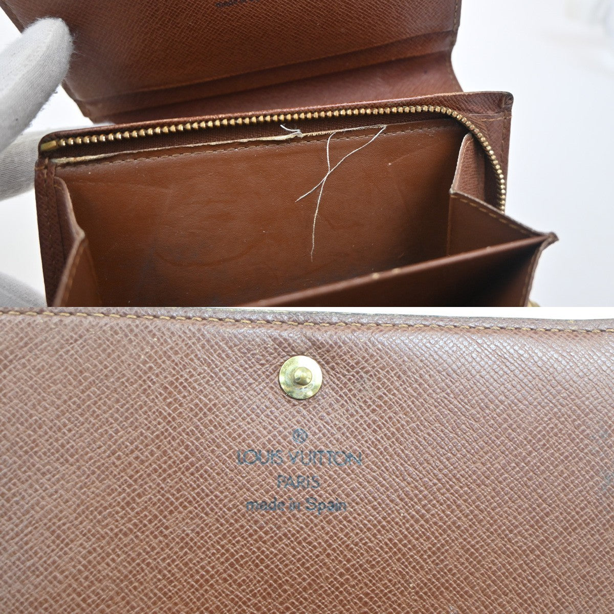 LOUIS VUITTON 3 Set Bifold Trifold Wallet Purse Monogram Leather Brown 63KC964
