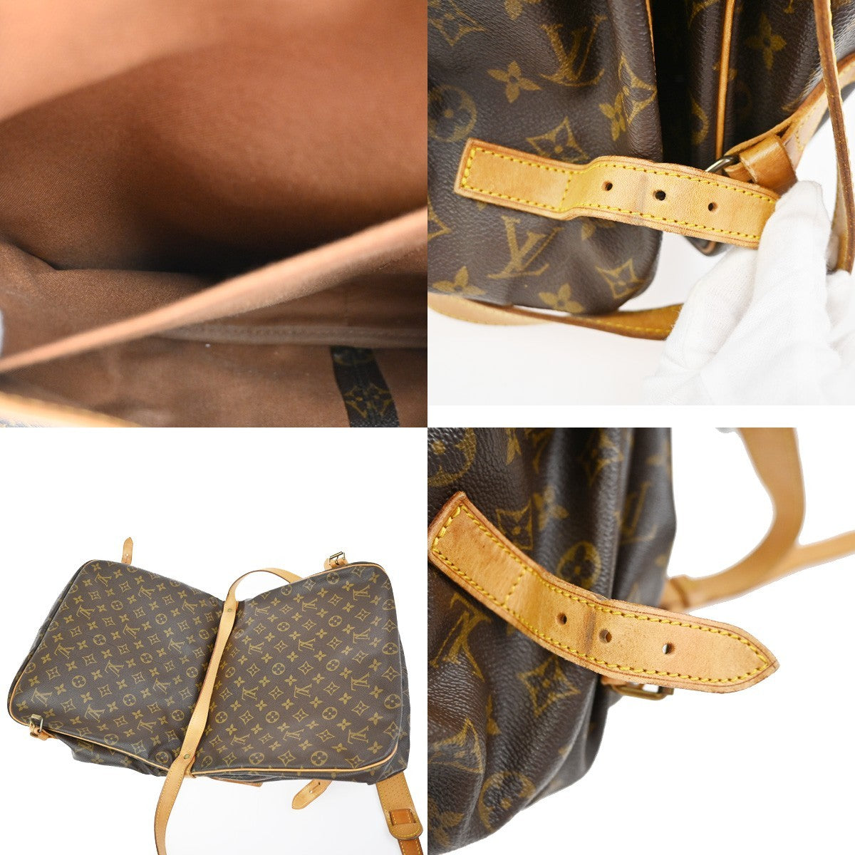 LOUIS VUITTON Saumur 35 Shoulder Bag Monogram Leather BN France M42254 77YJ008