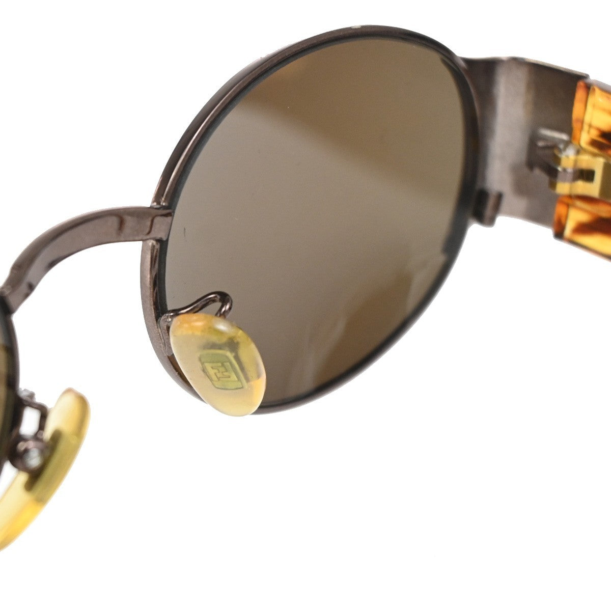 FENDI FF Logo Sunglasses Eye Wear Plastic Metal Brown Italy SL7131 07CA890