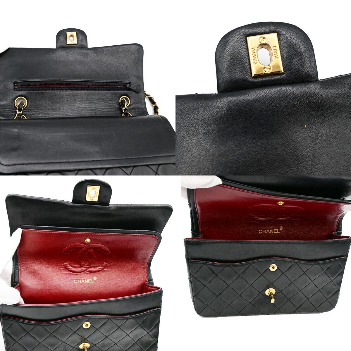 CHANEL Matelasse 25 Double Flap Chain Shoulder Bag Leather BK Vintage 377RJ823