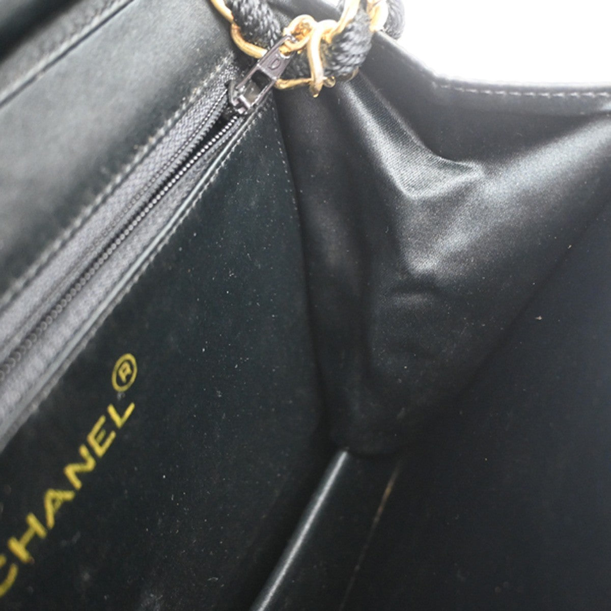 CHANEL CC Logo Mini Matelasse Chain Shoulder Bag Satin BK GHW Vintage 307RQ020