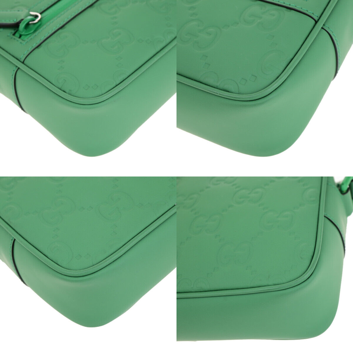 GUCCI Logo GG Rubber Effect Leather Mini Shoulder Bag Green Italy 602RK729