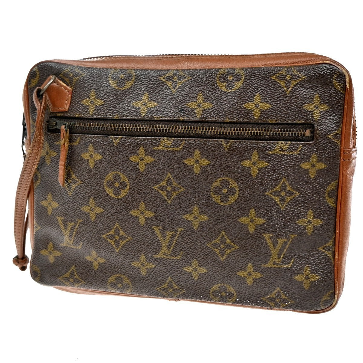 LOUIS VUITTON Logo Pochette Sports Clutch Hand Bag Monogram Leather BN 09MA073