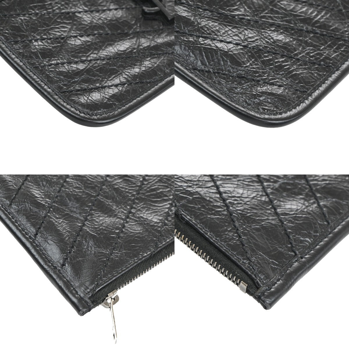 SAINT LAURENT YSL Logo Pouch Bag Leather Black SHW 69EE497