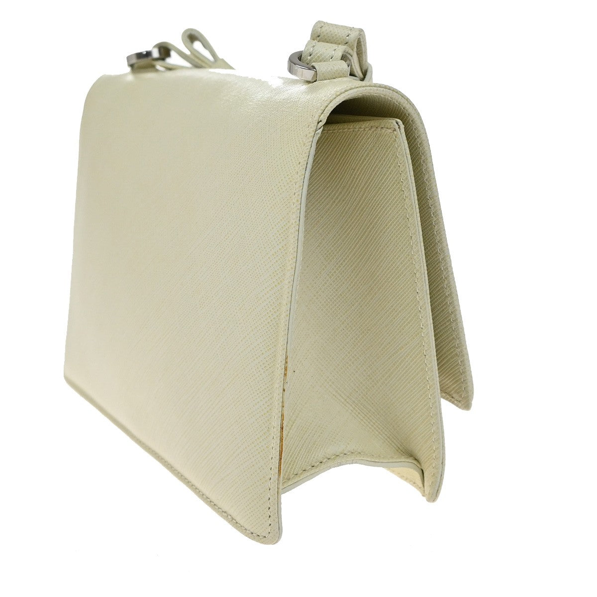 SALVATORE FERRAGAMO Gancini Chain Mini Shoulder Bag Leather White SHW 63YH769