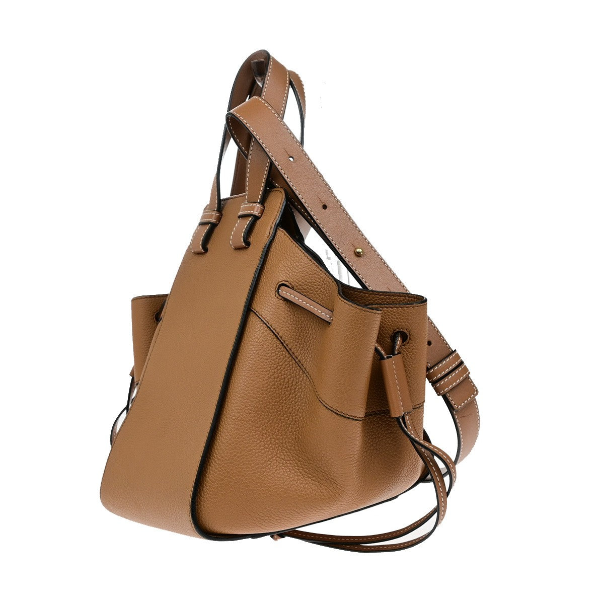 LOEWE Logo Hammock Small 2Way Shoulder Hand Bad Leather Brown GHW Spain 683RL069