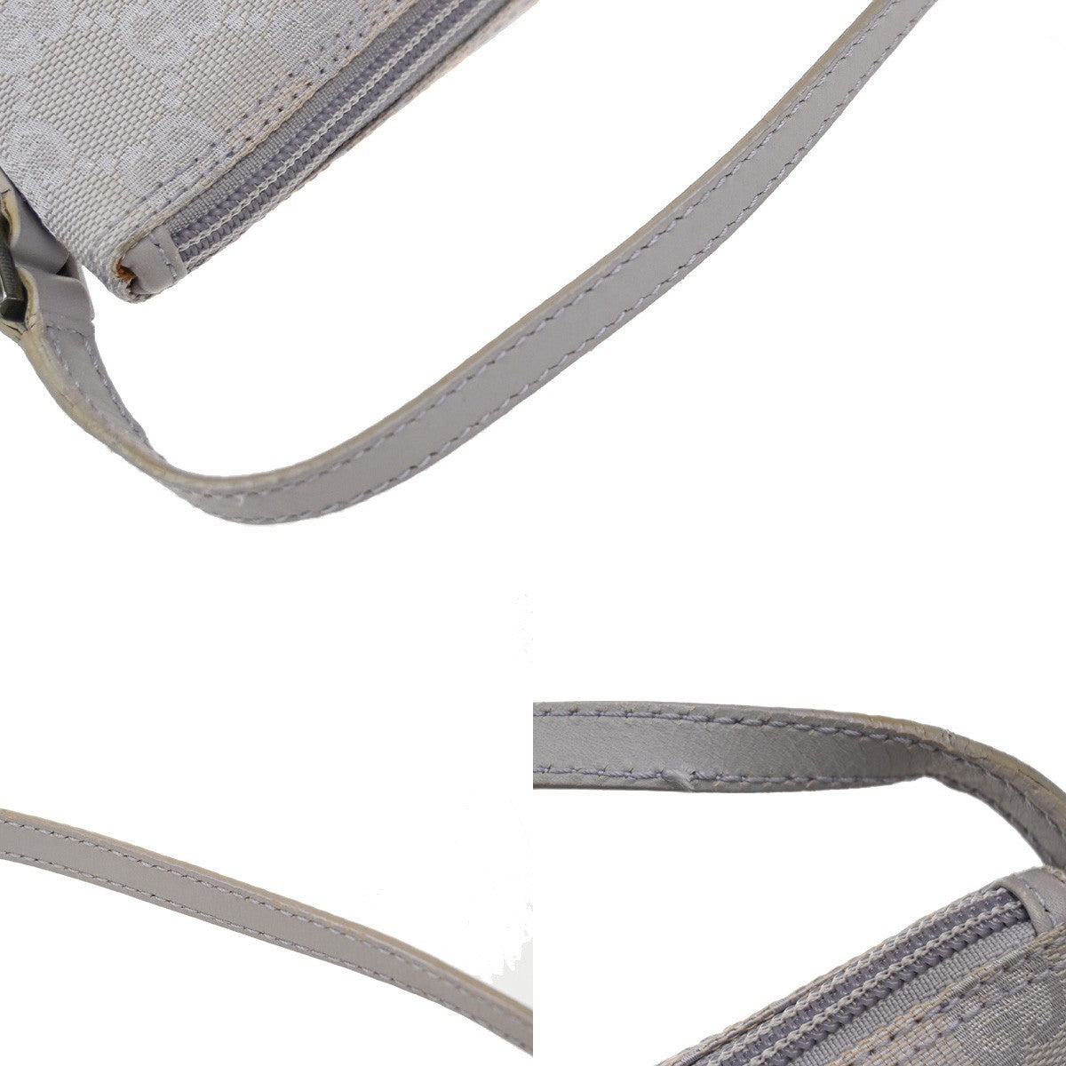 GUCCI Logo GG Pattern Shoulder Hand Bag Canvas Leather Lavender Italy 66EG020