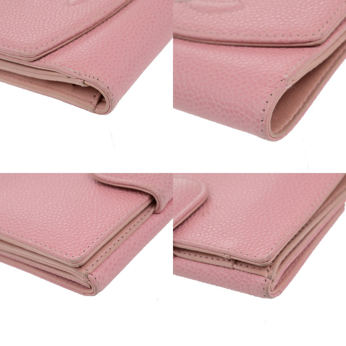 CHANEL CC Logo Bifold Compact Wallet Grained Calfskin Leather Pink GHW 83KB512
