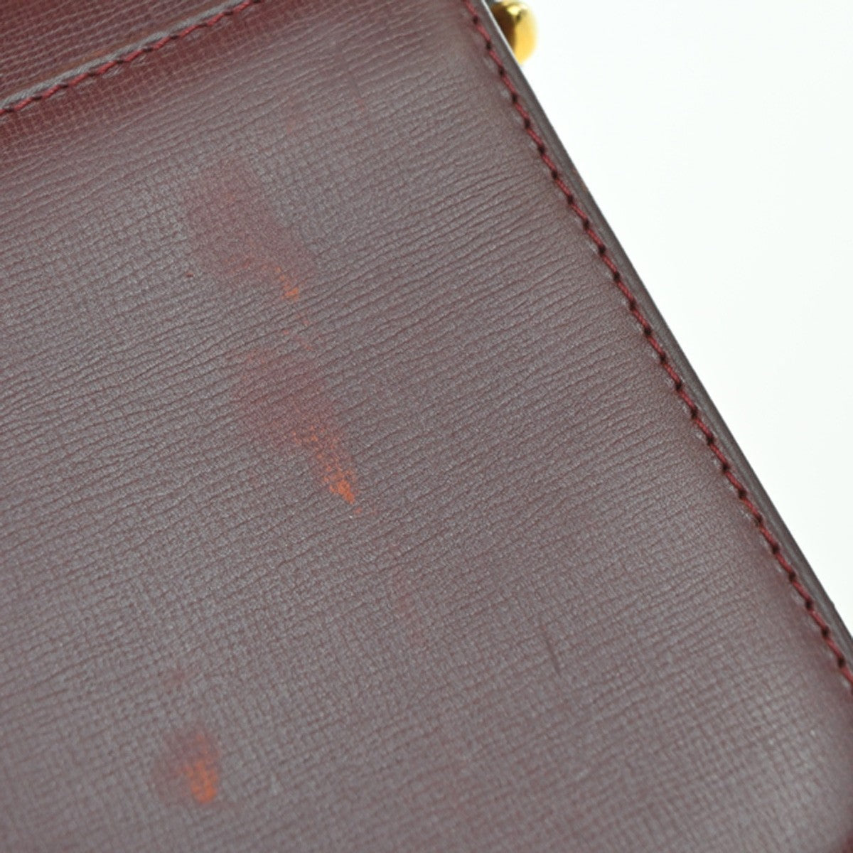 MUST DE CARTIER 2C Logo Shoulder Bag Leather Bordeaux Red GHW Italy 34EG398