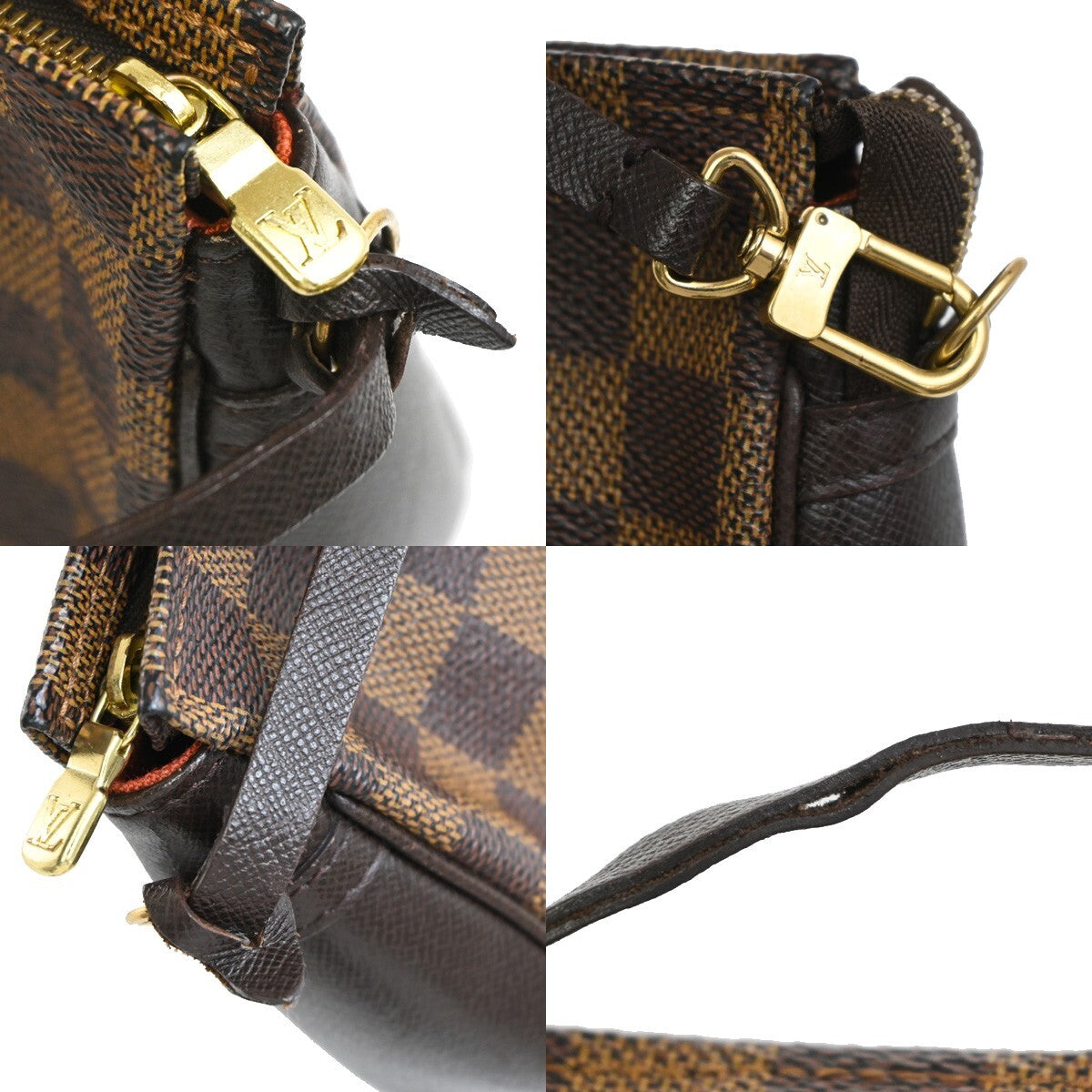 LOUIS VUITTON  Trousse Makeup Hand Bag Damier Ebene Leather Brown N51982 61FB538