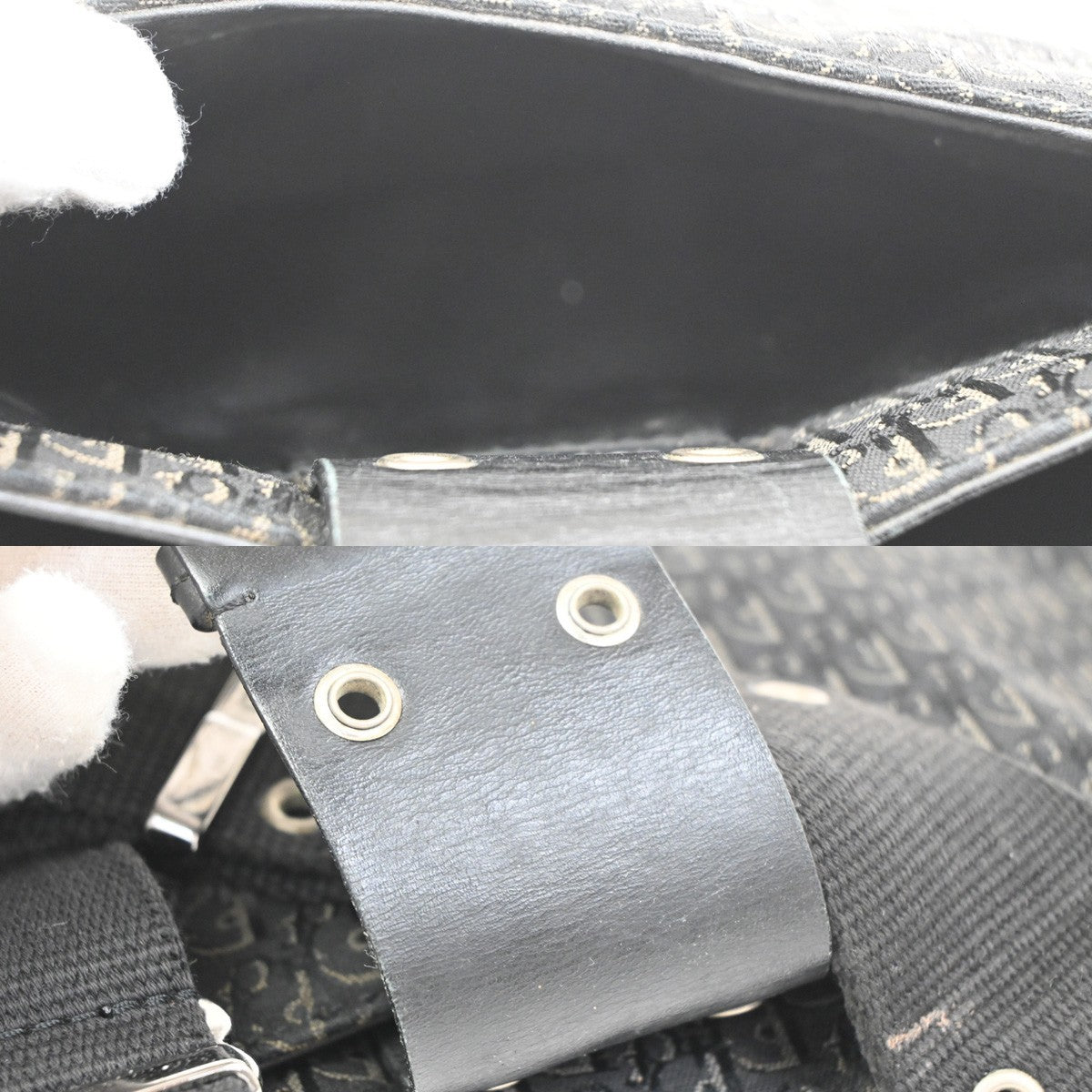 CHRISTIAN DIOR Trotter Street Chic Shoulder Bag Canvas Leather BK SHW 73CA909