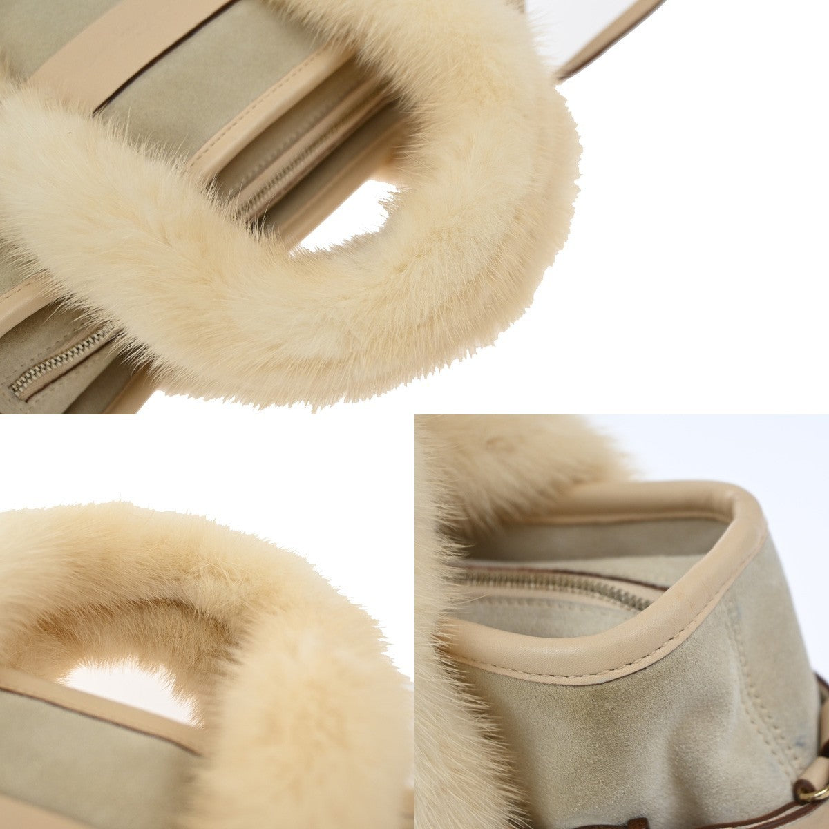 SALVATORE FERRAGAMO Gancini 2Way Shoulder Hand Bag Suede Fur Leather BE 80KP571