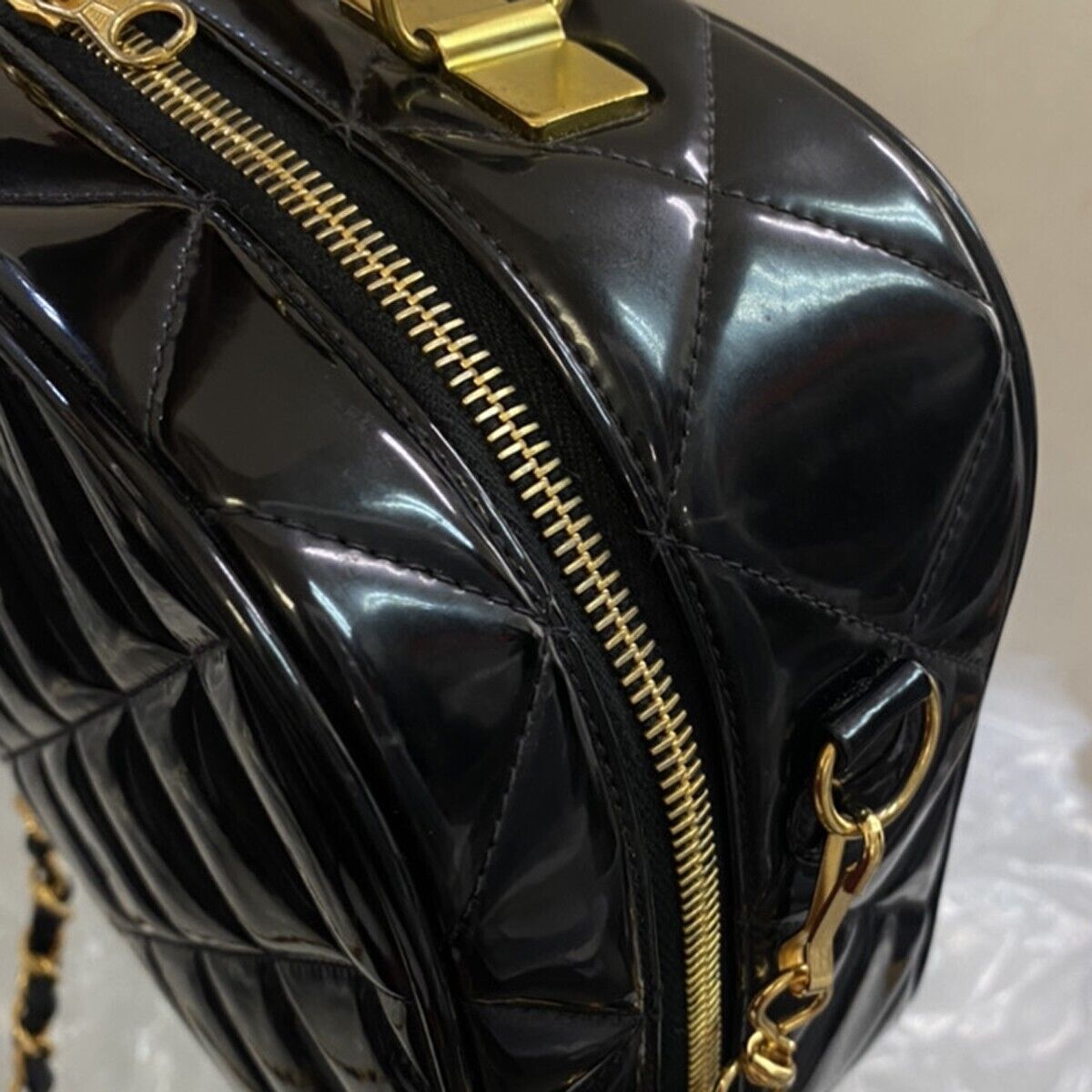 CHANEL Matelasse 2Way Chain Shoulder Hand Bag Patent Leather Black GHW 695RH004