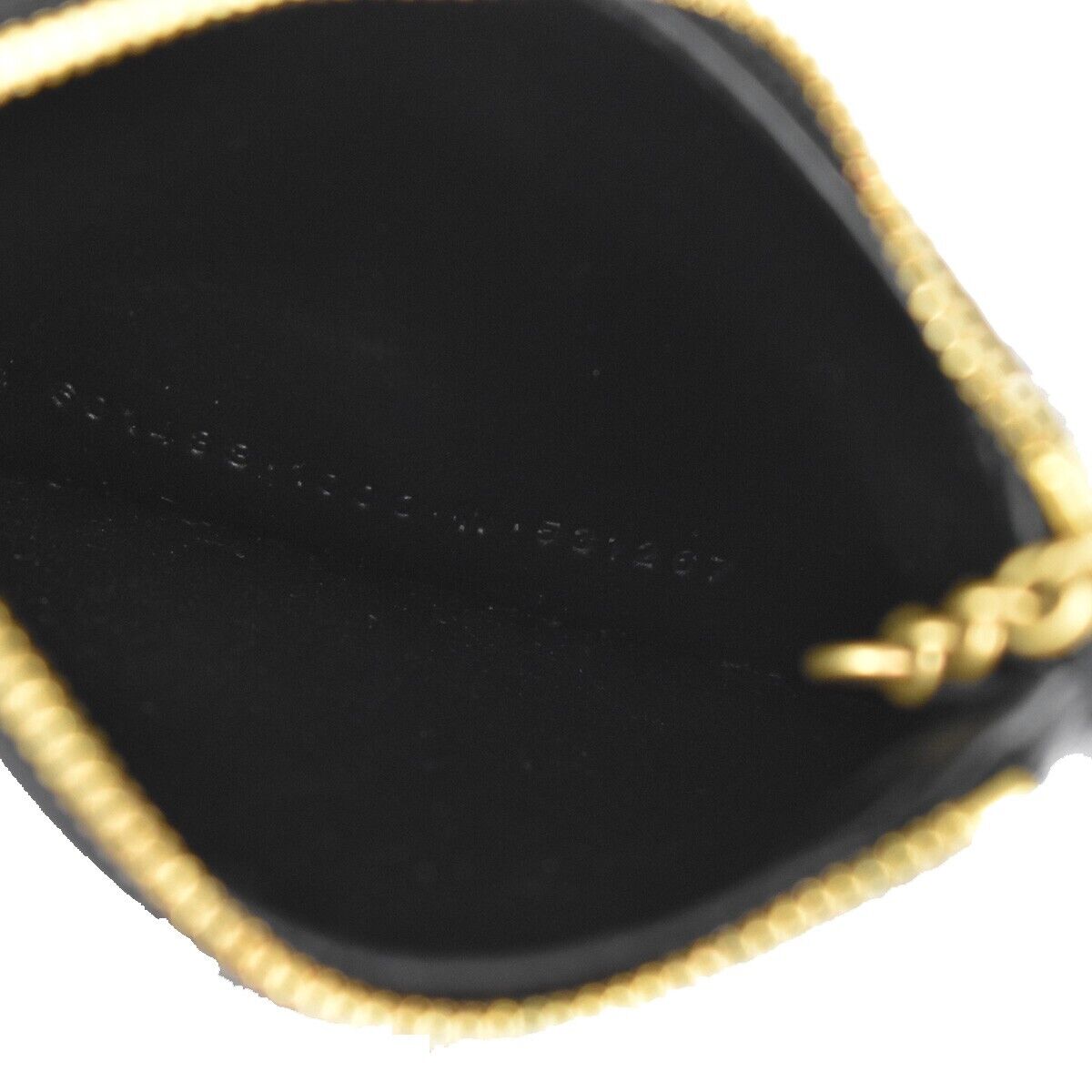 BALENCIAGA BB Logo Coin Wallet Purse Key Ring Leather Black Gold Italy 65RH003