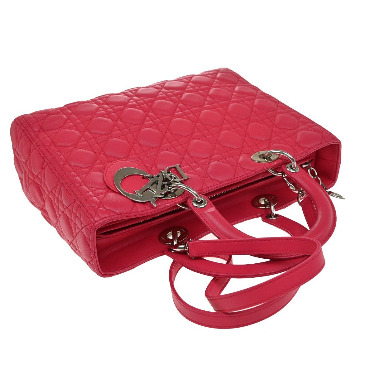 CHRISTIAN DIOR Lady Cannage 2Way Shoulder Hand Bag Leather Pink SHW 683RF675