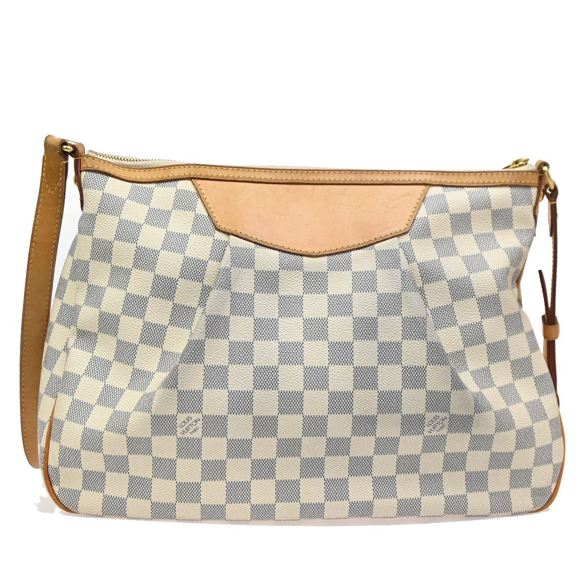 LOUIS VUITTON Siracusa MM Shoulder Bag Damier Azur Leather White N41112 95KB763