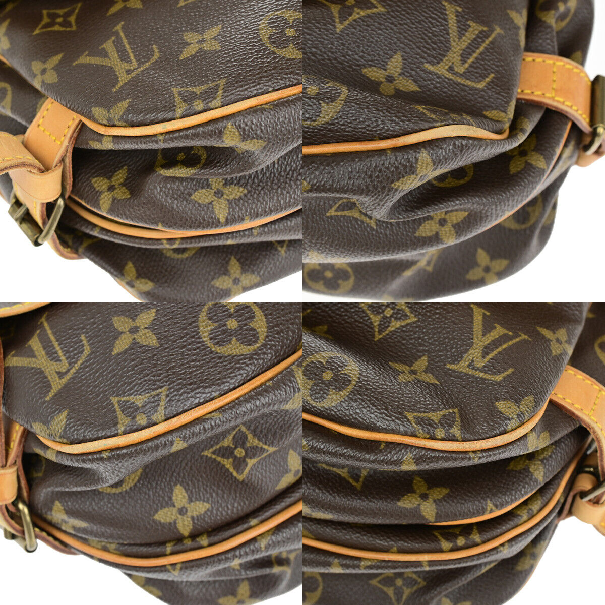 LOUIS VUITTON Logo Saumur 30 Shoulder Bag Monogram Leather Brown M42256 75YF423