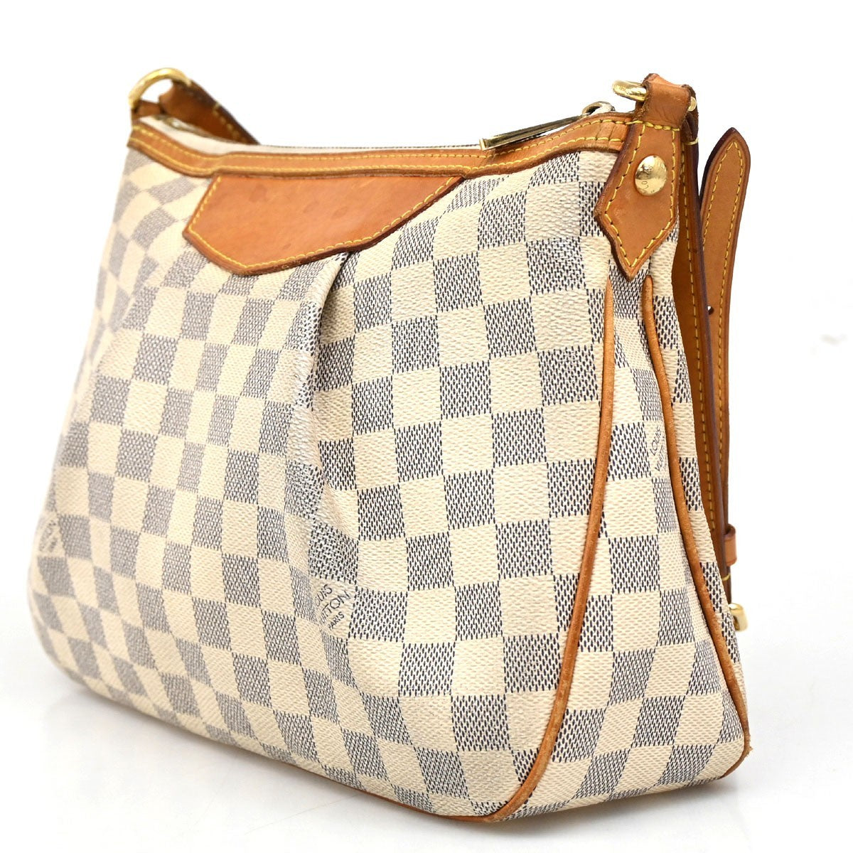LOUIS VUITTON Siracusa PM Shoulder Bag Damier Azur Leather White N41113 70CA220